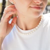 Naszyjnik - Białe Perły hodowane i srebro złocone