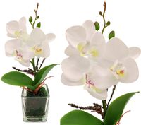 SZTUCZNY STORCZYK W DONICZCE BIAŁY SILIKONOWY ROŚLINA ORCHIDEA OZDOBNA 28cm