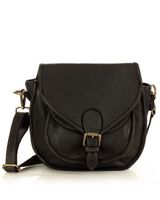 MARCO MAZZINI Klasyczna listonoszka z naturalnej skóry saddle bag genuine leather czarny