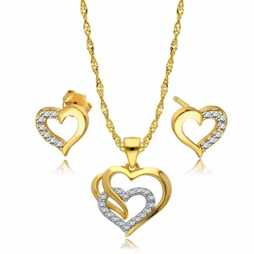 Złoty Łańcuszek 925 Serce Kolczyki Komplet zdjęcie 8