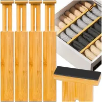 4x organizer do szuflad przegródki separator bambus przegrody zestaw 4 szt