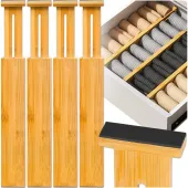 4x organizer do szuflad przegródki separator bambus przegrody zestaw 4 szt