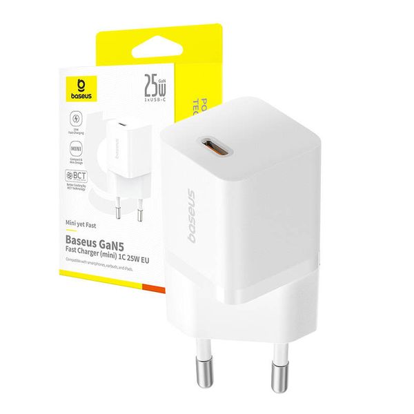 ładowarka baseus gan5 mini 1c, 25w (biały) zdjęcie 8