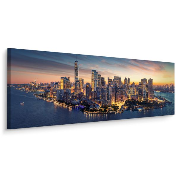 Obraz Na Płótnie Canvas Do Biura MANHATTAN NY Panorama 145cm x 45cm zdjęcie 1