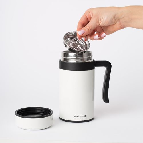 Kubek Termiczny Termos Biały Podwójne Ścianki Duży 450Ml Na Kawę Herbatę na Arena.pl