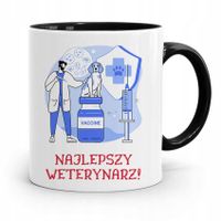 Kubek Czarny Dla Weterynarza Najlepszy Weterynarz Z Nadrukiem Ze Zdjęciem