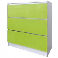 Komoda Do Salonu Sypialni 3 Szuflady Zoe 80 Biała Zielony Połysk