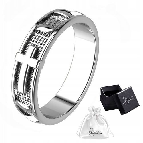 Obrączka RÓŻANIEC Na Palec Srebro pr. 925 Pierścionek Rodowany | r. 27 na Arena.pl