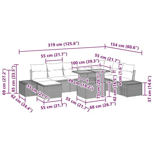 Zestaw do jadalni w ogrodzie z poduszką 9 pcs Beżowy i kremowy na Arena.pl