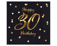 SERWETKI B&C HAPPY 30 BIRTHDAY CZARNE 33x33CM 20SZT GODAN