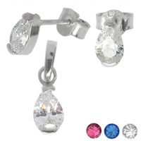 SREBRNY KOMPLET Z CYRKONIAMI SREBRO PRÓBY 925 ŁEZKI