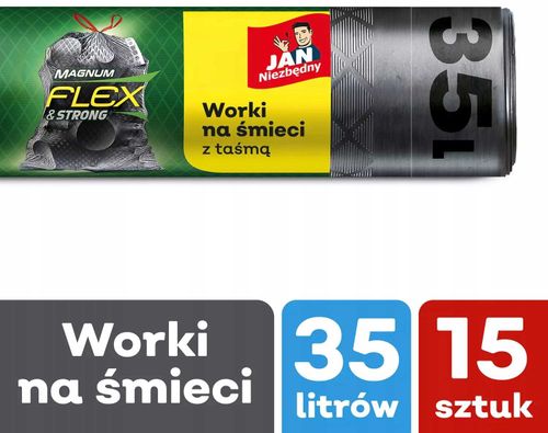 jan niezbędny worki ld magnum flex taśma 35l 15szt. - 5 op. na Arena.pl