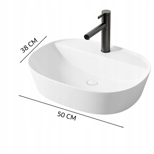 UMYWALKA NABLATOWA STAWIANA BIAŁA Z OTWOREM CERAMICZNA OWALNA 50 x 38 CM na Arena.pl