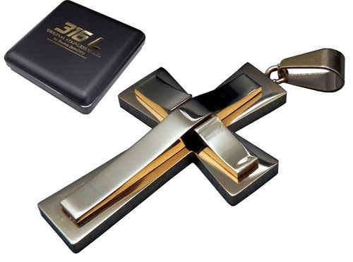 ZŁOTY SREBRNY KRZYŻ KRZYŻYK NA ŁAŃCUSZEK STAL 316L na Arena.pl