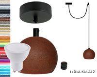 Lampa wisząca kula czarna rdza + gu10 loftowa 2m czarny hamulec