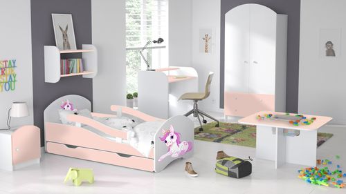 Łóżko dziecięce LEO 160x70 biało-różowe na Arena.pl