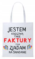 Dla Księgowej Księgowego Torba Eco Biała Shopper Z Nadrukiem Ze Zdjęciem