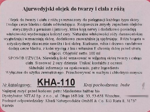 Olejek z różą - Khadi - 100ml na Arena.pl