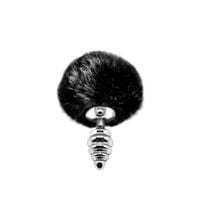 metal anal fluffy twist plug s black