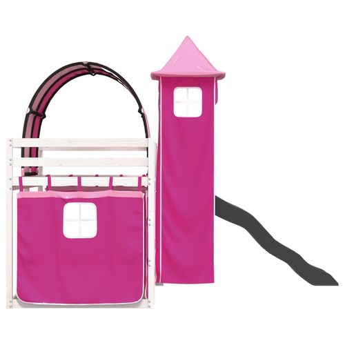 Łóżko na antresoli, ze zjeżdżalnią i zasłonkami, 90x190 cm na Arena.pl