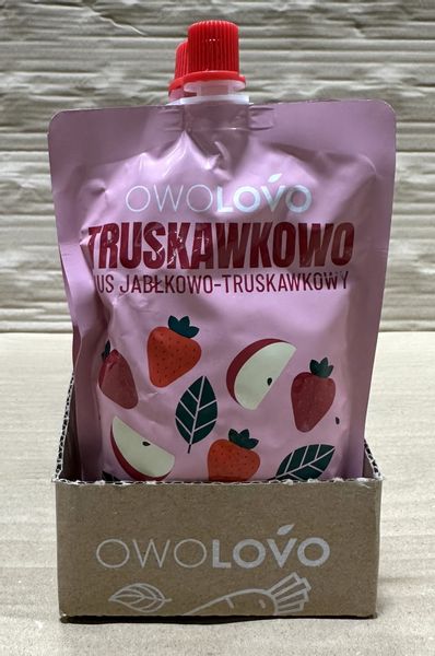 Owolovo Truskawkowo Mus jabłkowo-truskawkowy 200g - karton zdjęcie 1