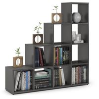 Regał schodkowy, komorowy, ETAP, 133x30x133 cm, grafit, mat | TYLETEGOTU