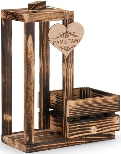 LAMPION drewniany z doniczką NA CMENTARZ STROIK baza na ŚWIĘTA GRÓB + na Arena.pl