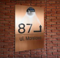 miedziana TABLICZKA ADRESOWA nierdzewna numer domu oświetlona pionowa 30x20