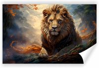 Fototapeta PREMIUM STRUKTURA ZMYWALANA POD WYMIAR Lew leżący w chmurach