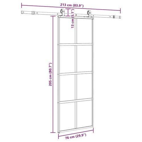 Drzwi przesuwne z zestawem okuć czarne 76x205cm szkło hartowane na Arena.pl
