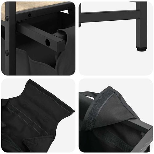 Kosz na pranie 2 przegrody z półkami, dąb sonoma na Arena.pl