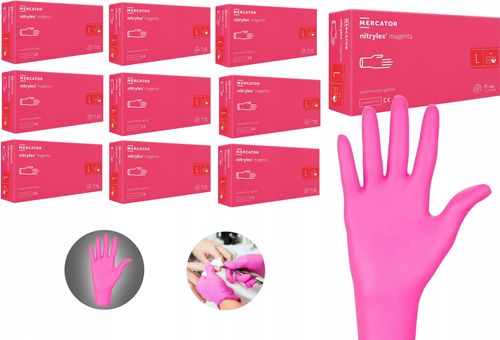 rękawice nitrylowe 100 szt. 9-l nitrylex magenta - 10 szt. na Arena.pl