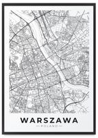 Plakat plan miasta mapa Warszawa 61x91 cm w czarnej ramie