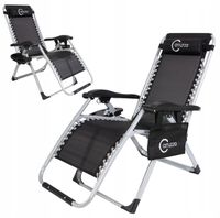 LEŻAK OGRODOWY PLAŻOWY SKŁADANY + STOLIK Wygodny na Taras do Ogrodu Premium