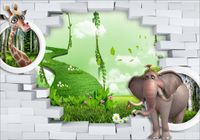 FOTOTAPETA FLIZ dla dzieci okno dziura zoo safari