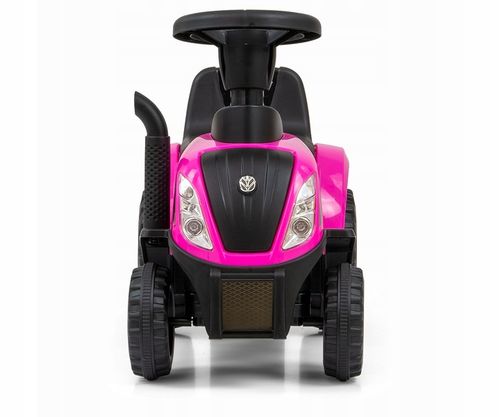 Jeździk TRAKTOR Z PRZYCZEPKĄ GRABKI ŁOPATKA New Holland T7 auto różowy pink na Arena.pl