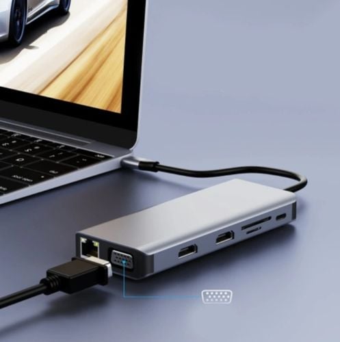 ADAPTER HUB 12w1 USB-C 2x HDMI VGA Jack RJ45 M1 na Arena.pl