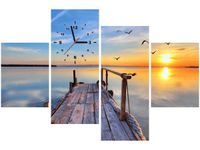 120CM 80CM ZEGAR 4 ELEM DREWNIANY POMOST OBRAZ ŚCIENNY