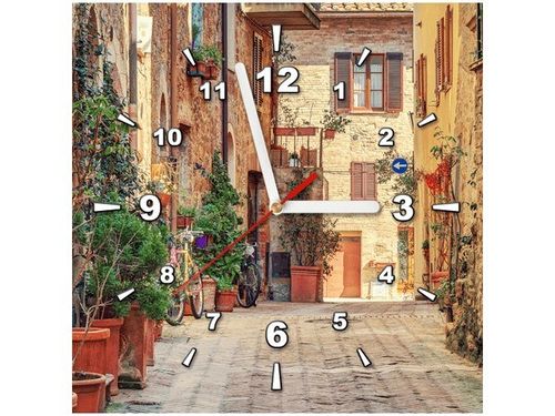 30X30CM ZEGAR STARA ALEJKA TOSKANII OBRAZ DREWNO na Arena.pl