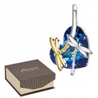 ZAWIESZKA SREBRO 925 Z DUŻĄ KOLOROWĄ CYRKONIĄ SERCE WAŻKA WISIOREK HIT