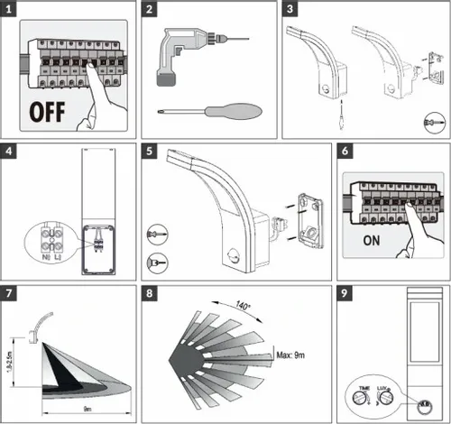 LAMPA ŚCIENNA ZEWNĘTRZNA LED Z CZUJNIKIEM RUCHU ZMIERZCHU ELEWACYJNA 10W na Arena.pl