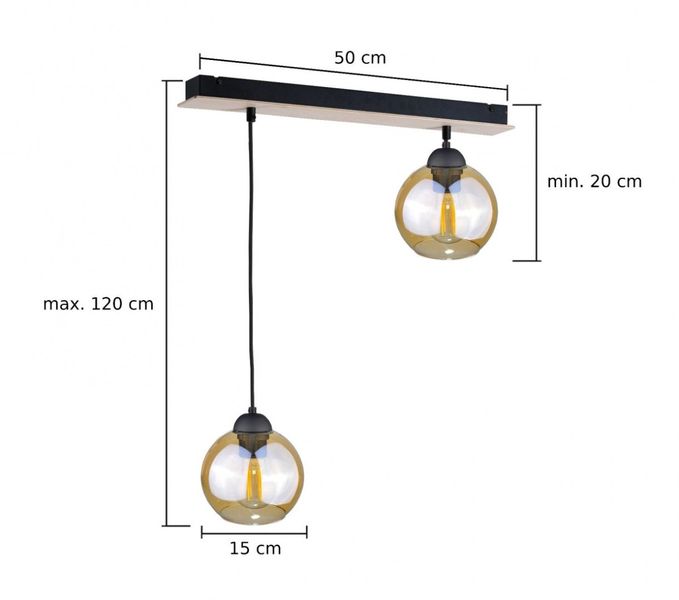 Lampa wisząca 2xE27 AMBRE WOOD zdjęcie 3