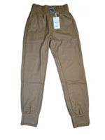 SPODNIE JOGGERY KARMELOWE OCIEPLANE WYSOKI STAN PARROT MIEGO S/M