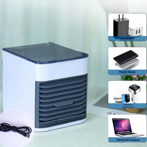 PRZENOŚNY MAŁY KLIMATYZER USB NA WODĘ i LÓD 3W1 KLIMATOR DO DOMU WENTYLATOR zdjęcie 9