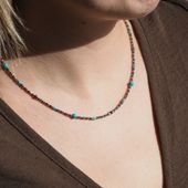 Naszyjnik regulowany - Turkus, Hematyt i srebro