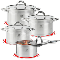 Kpl 4 garnków stal nierdzewna zestaw garnki pokrywki gaz indukcja + GRATIS