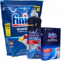 Zestaw Finish Quantum kapsułki 100szt +płyn nabłyszczający 800ml+ sól 1,5kg