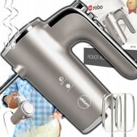 MOCNY Mikser ręczny 5 biegów TURBO MOC 400W INOX SOLIDNY 4 TRZEPACZKI