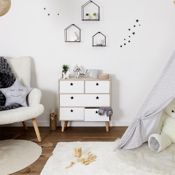 Komoda Etoile biała/ naturalna zdjęcie 2