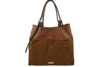 Elegancka torebka damska z naturalnego zamszu - Brązowa jasna